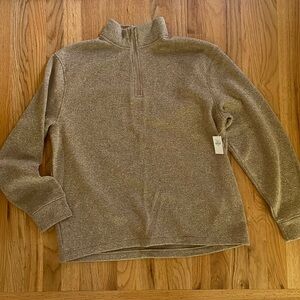New Old Navy Sweater Fleece Sweatshirt Mock Collar Quarter Zip Men XL Tan